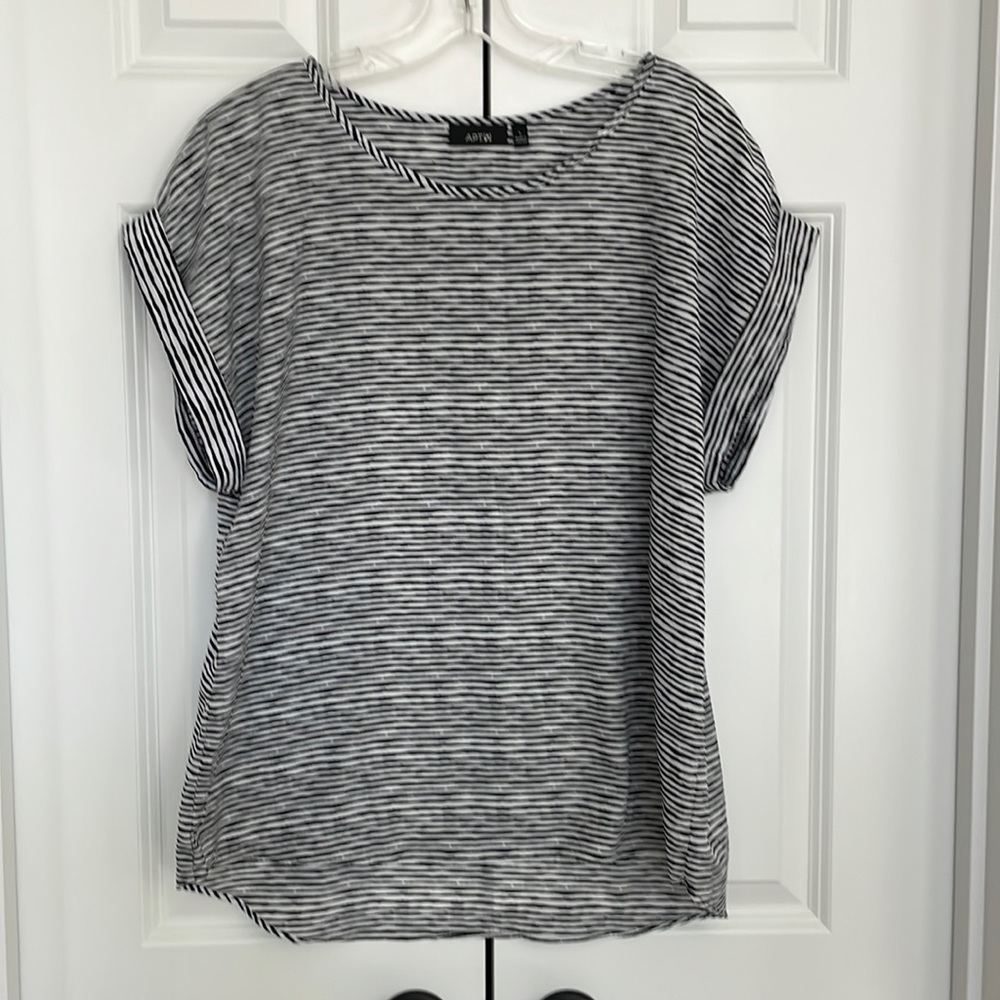 Apt. 9 black and white striped shirt. Size L